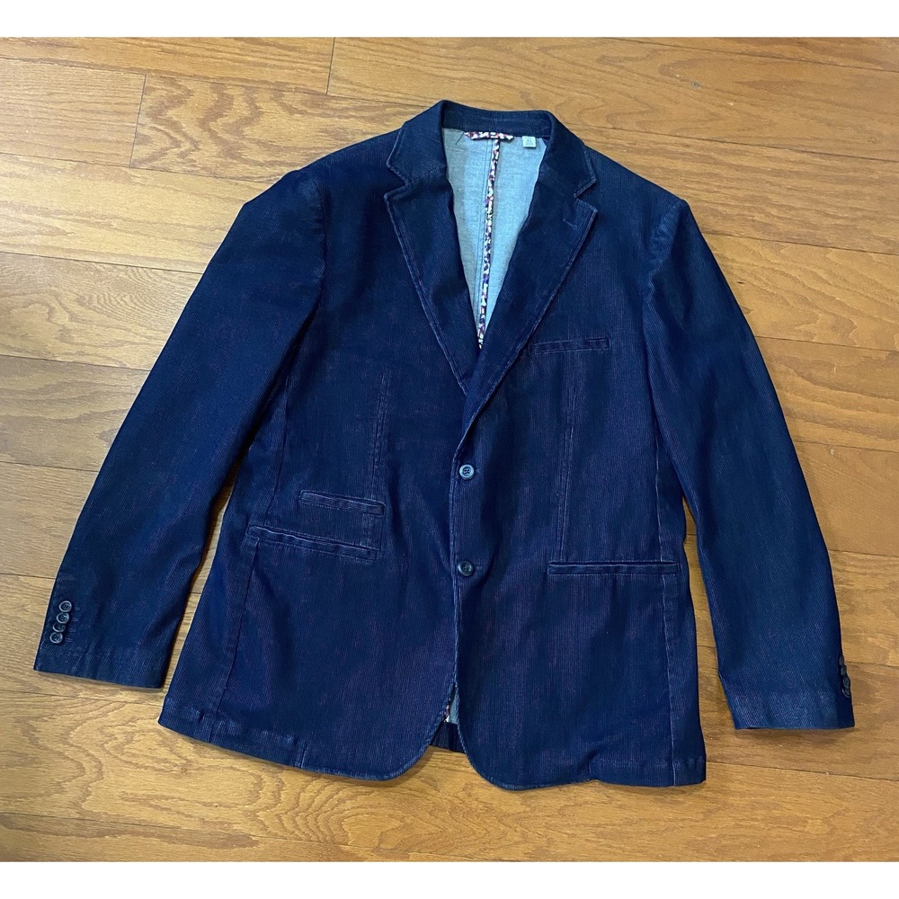Robert Graham Men's Blazer Navy Sport Coat 42 Tailored Fit Jacket